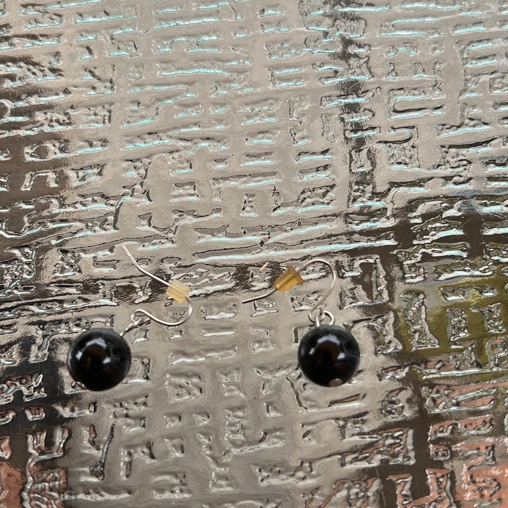 Black ball earrings